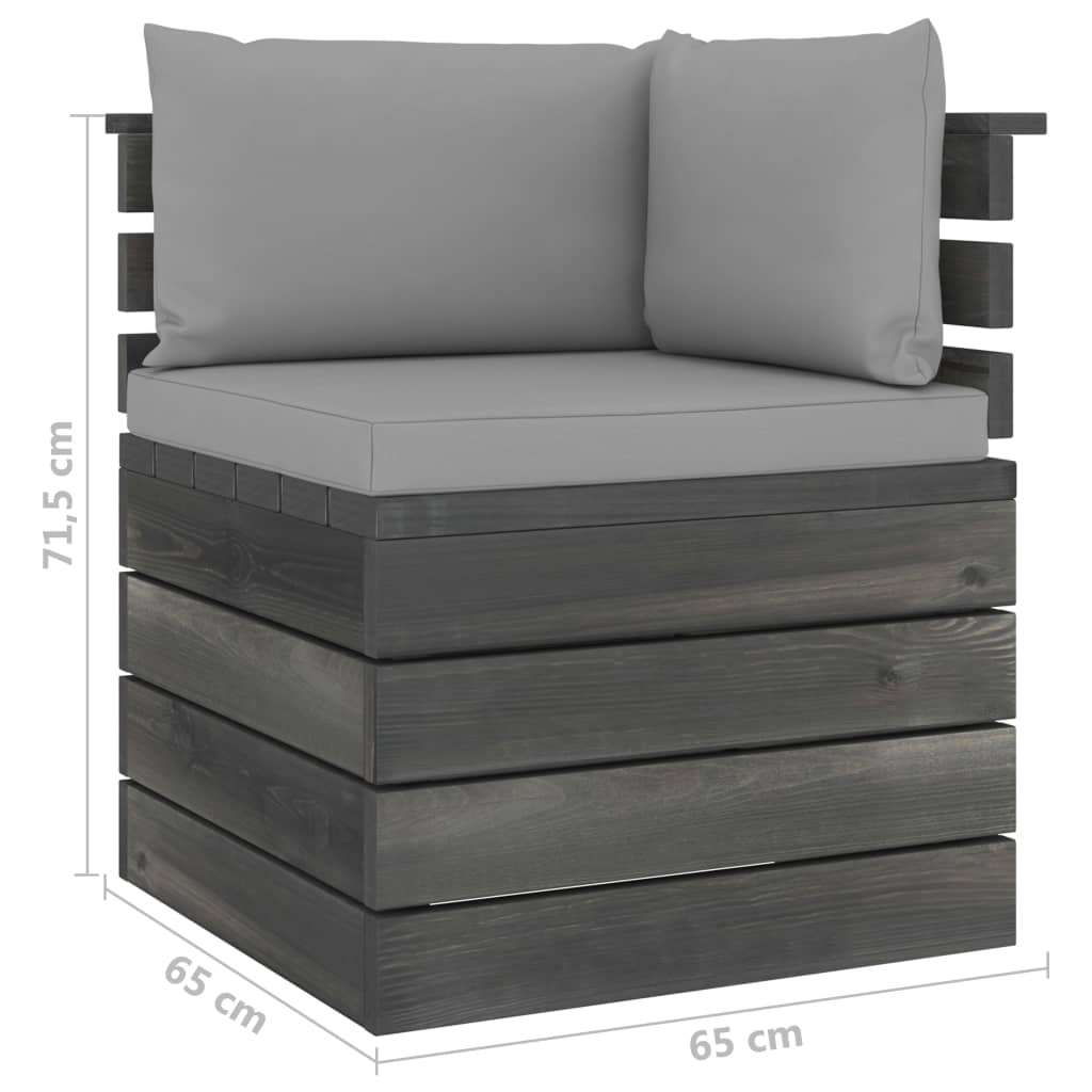 9-delige loungeset met kussens pallet massief grenenhout