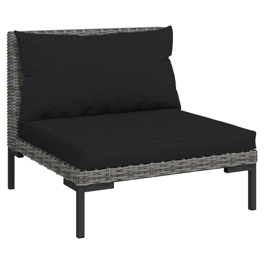 11-delige loungeset met kussens poly rattan donkergrijs