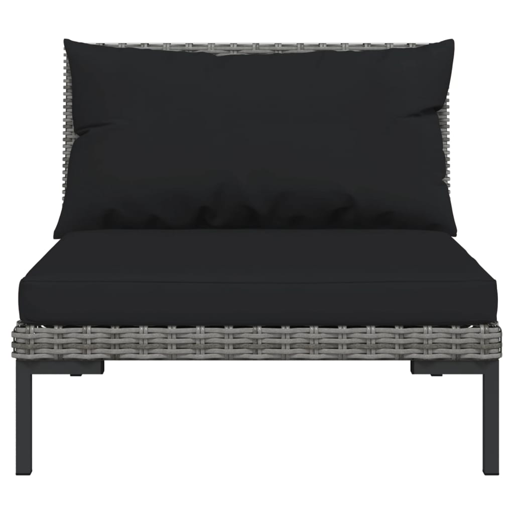 11-delige loungeset met kussens poly rattan donkergrijs