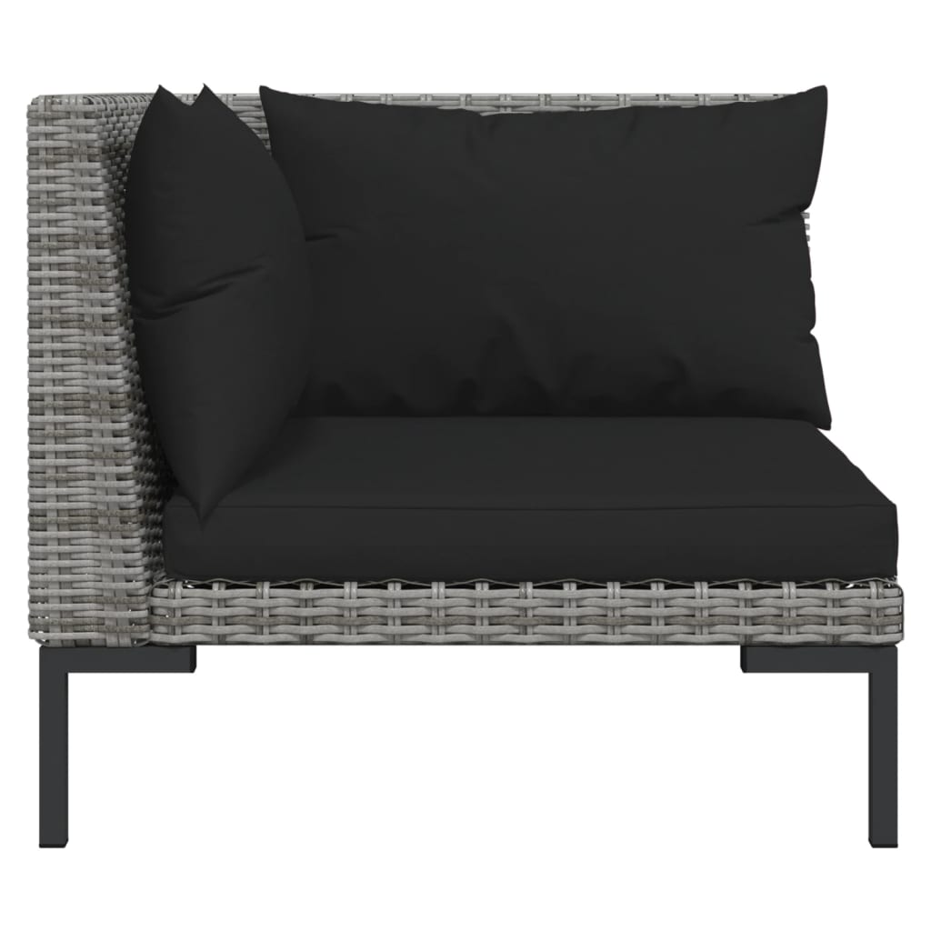 11-delige loungeset met kussens poly rattan donkergrijs