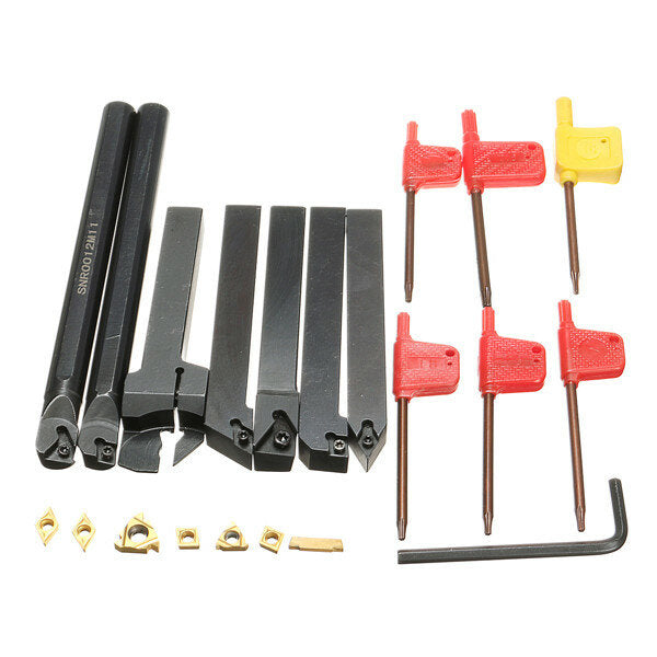 7 stuks carbide inserts voor 12mm schacht draaibank kotterbaar draaigereedschap houder ccmt060204 11ir 16er carbide inserts