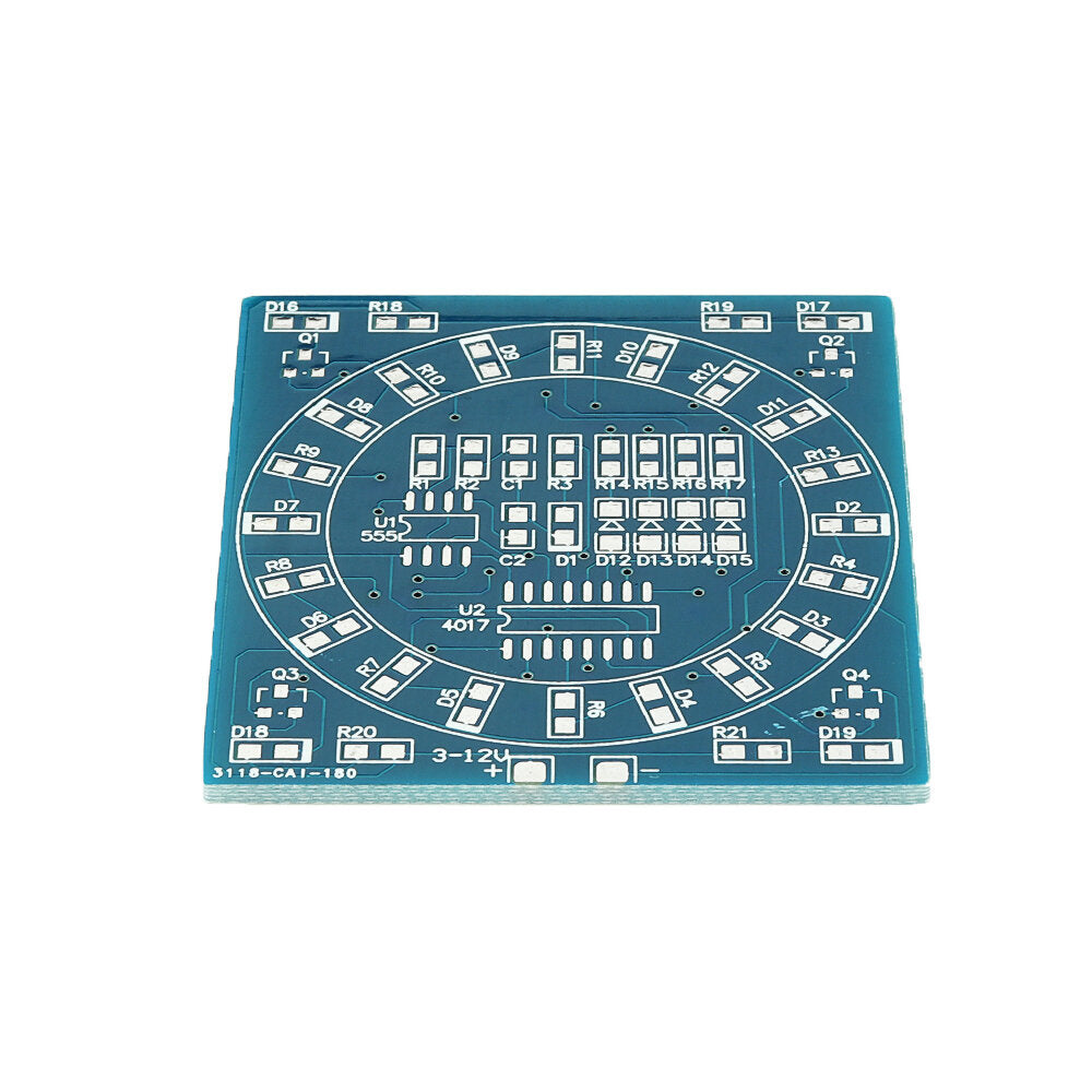 dhz smd component soldering practice board mini pcb roterende led flash kit