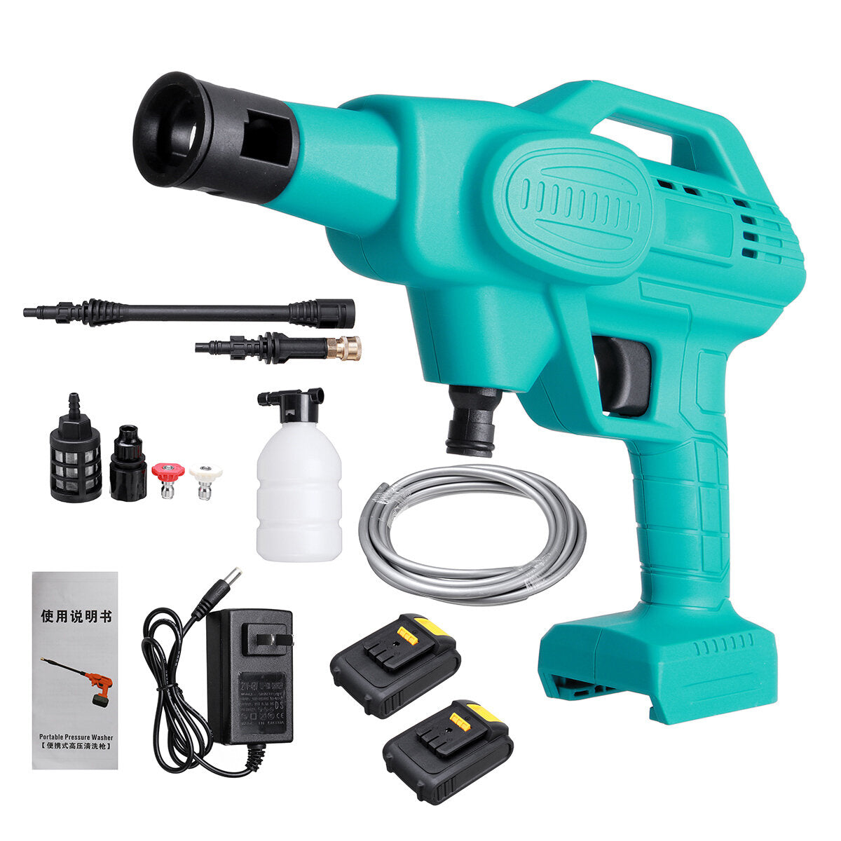 21v hogedrukreiniger draadloze elektrische auto wasmachine auto wassen spuitpistolen w/geen/1/2 batterij voor auto huis tuin magazijnen
