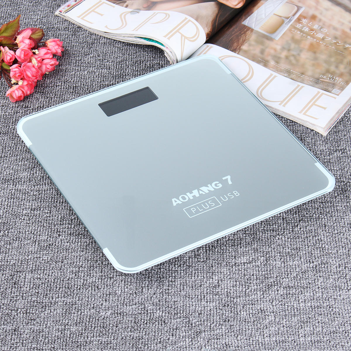 aohang 7 plus usb-versie 180kg lcd elektronisch digitaal gehard glas weegschaal
