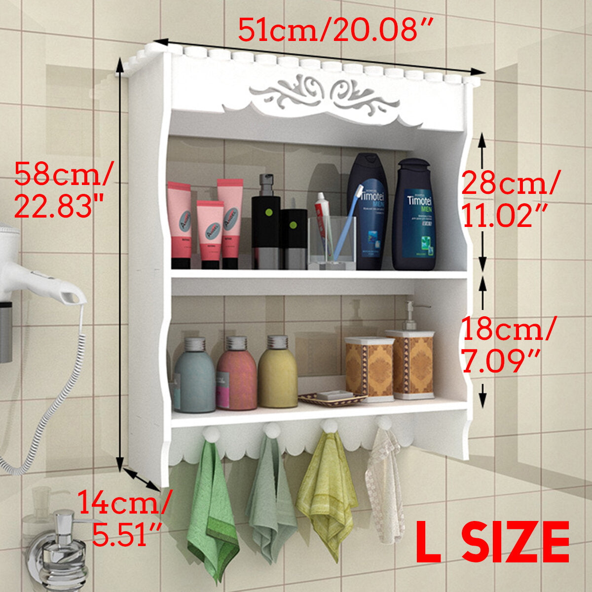 2-tiers wandmontage badkamer plank handdoek haken organizer thuis opbergrek