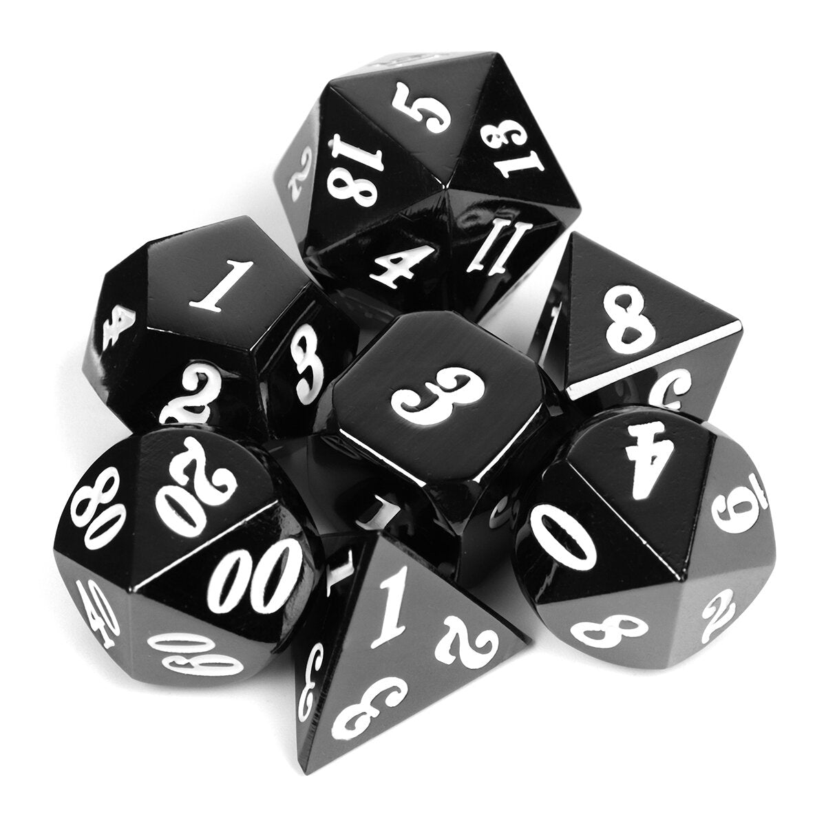 7-delige zinklegering polyhedral dobbelstenen multi-sided dobbelstenen set met tas