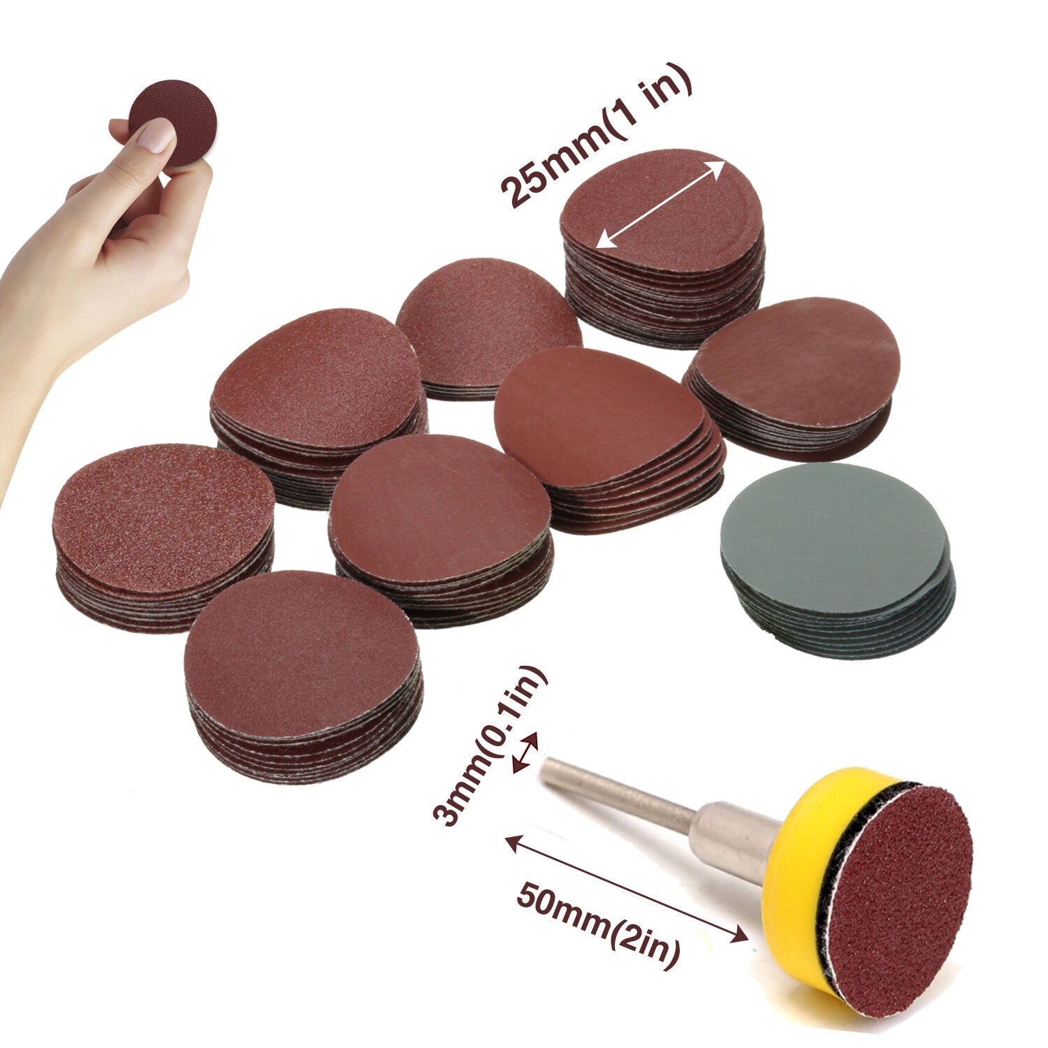 100 stuks 25mm 80-5000 korrel schuurpapier met 1/8 inch schuurpad schuurpapier