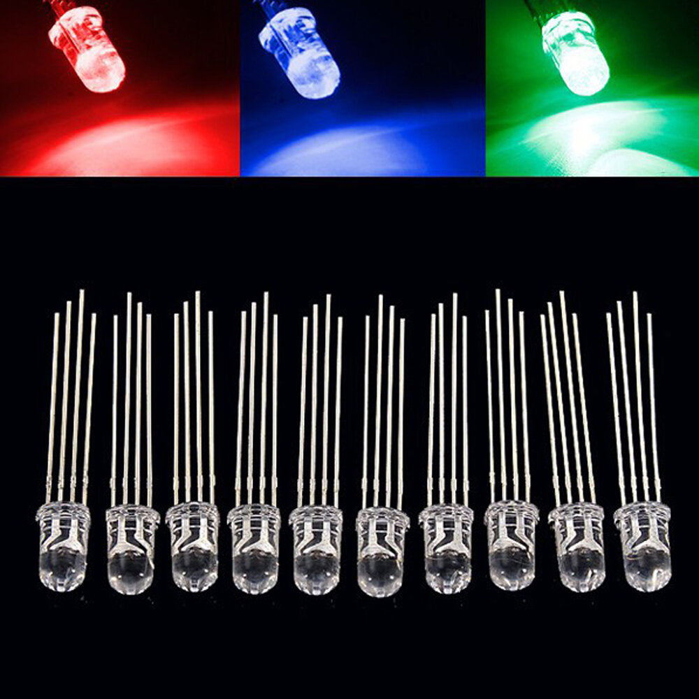 50 stuks 5mm full-color led rgb gemeenschappelijke anode vier voeten transparant hoogtepunt kleur licht 5mm diode colorful
