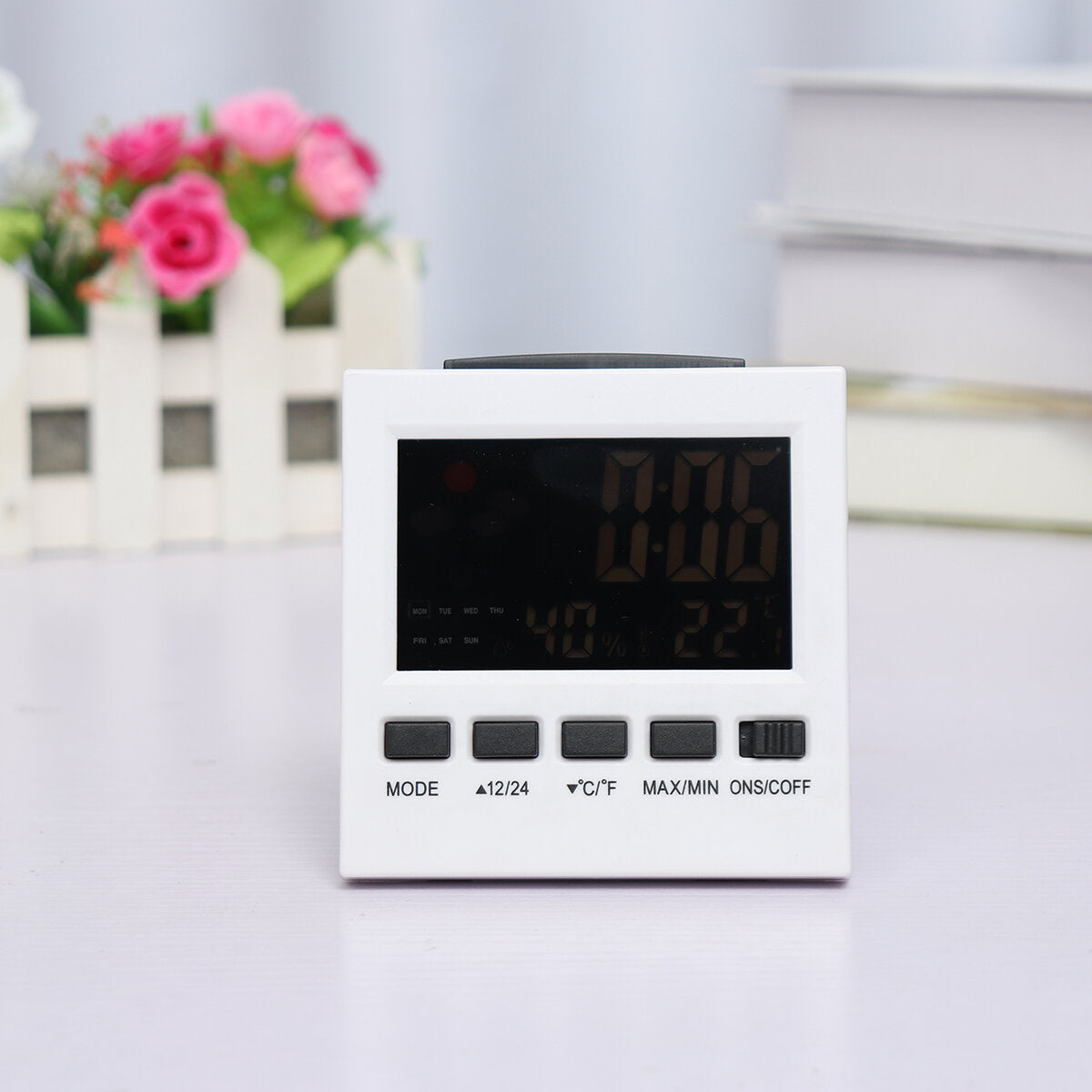 led digitale wekker temperatuur vochtigheid weer kleurendisplay met achtergrondverlichting
