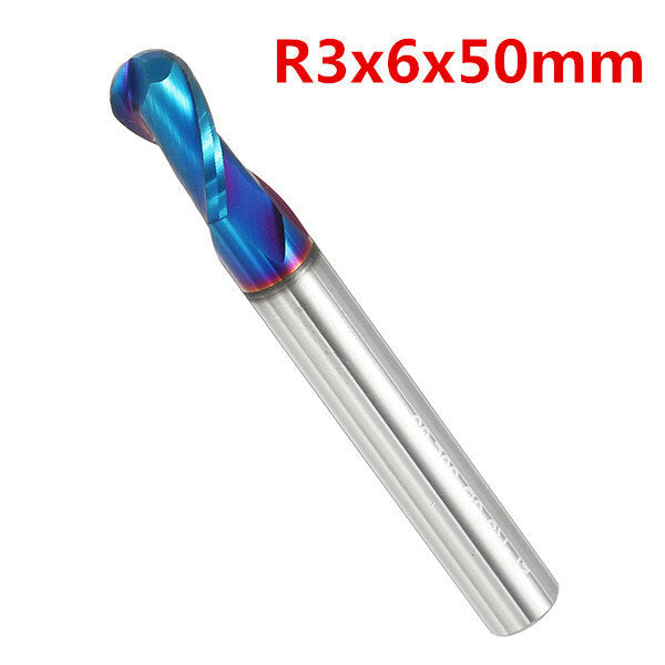 r0.5-r3 2 fluiten tungsten carbide frees hrc65 naco coated ball nose frees