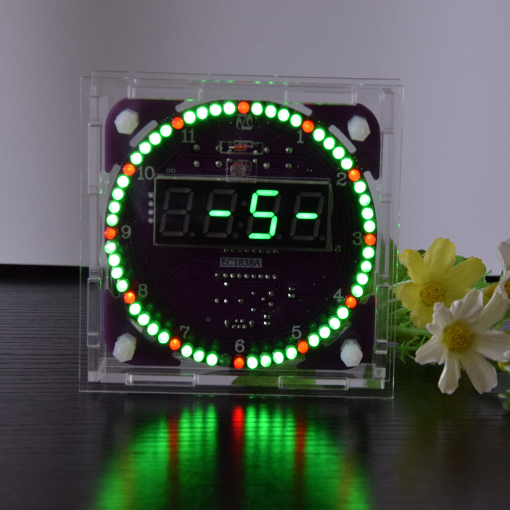 fourth generation dhz ec1838b ds1302 light control rotation led electronic clock kit music alarm clock with housing
