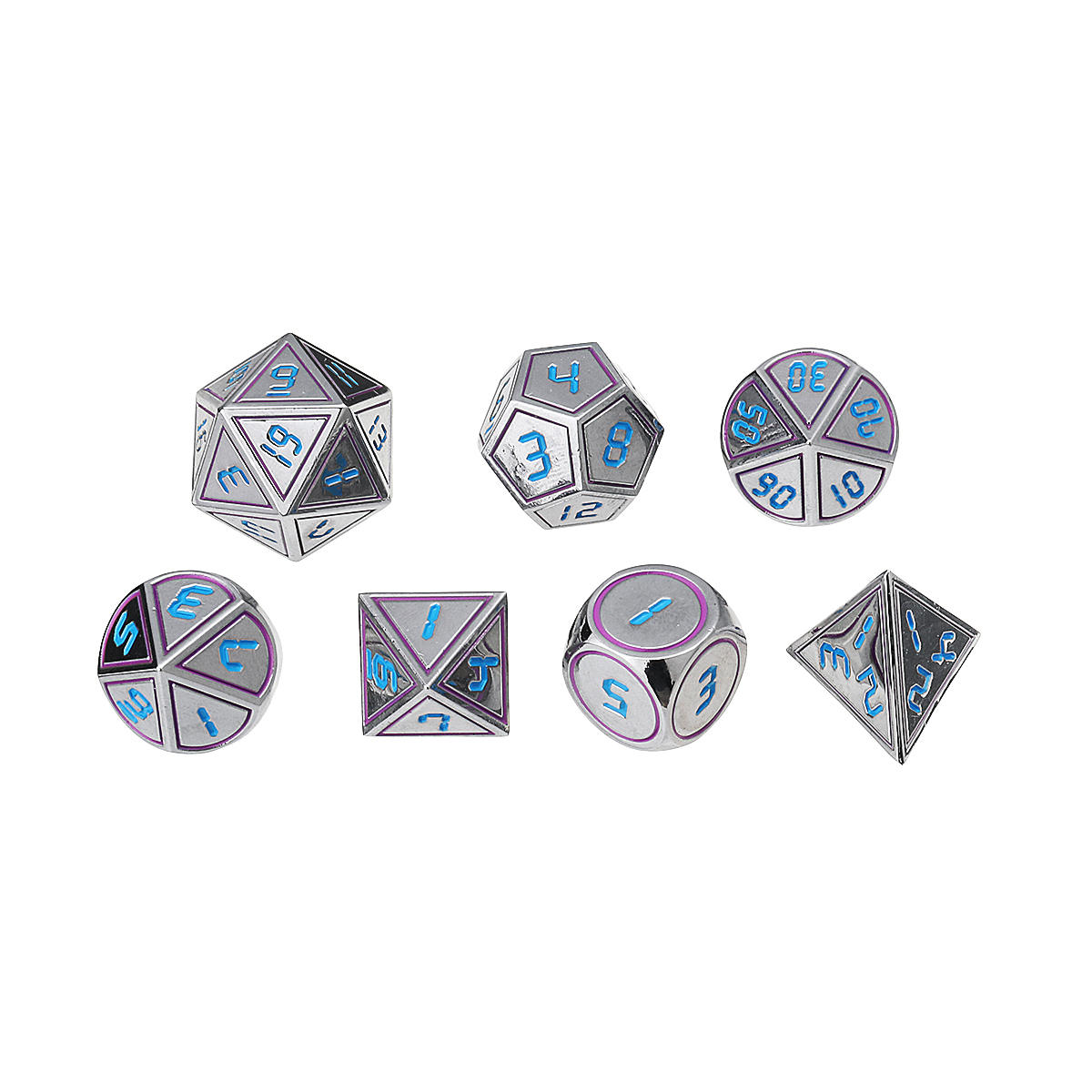 7 stuks dubbele kleur polyhedral metal game dobbelstenen kit kinderen digitale onderwijs nummer dobbelstenen entertianment game props voor dnd tprg