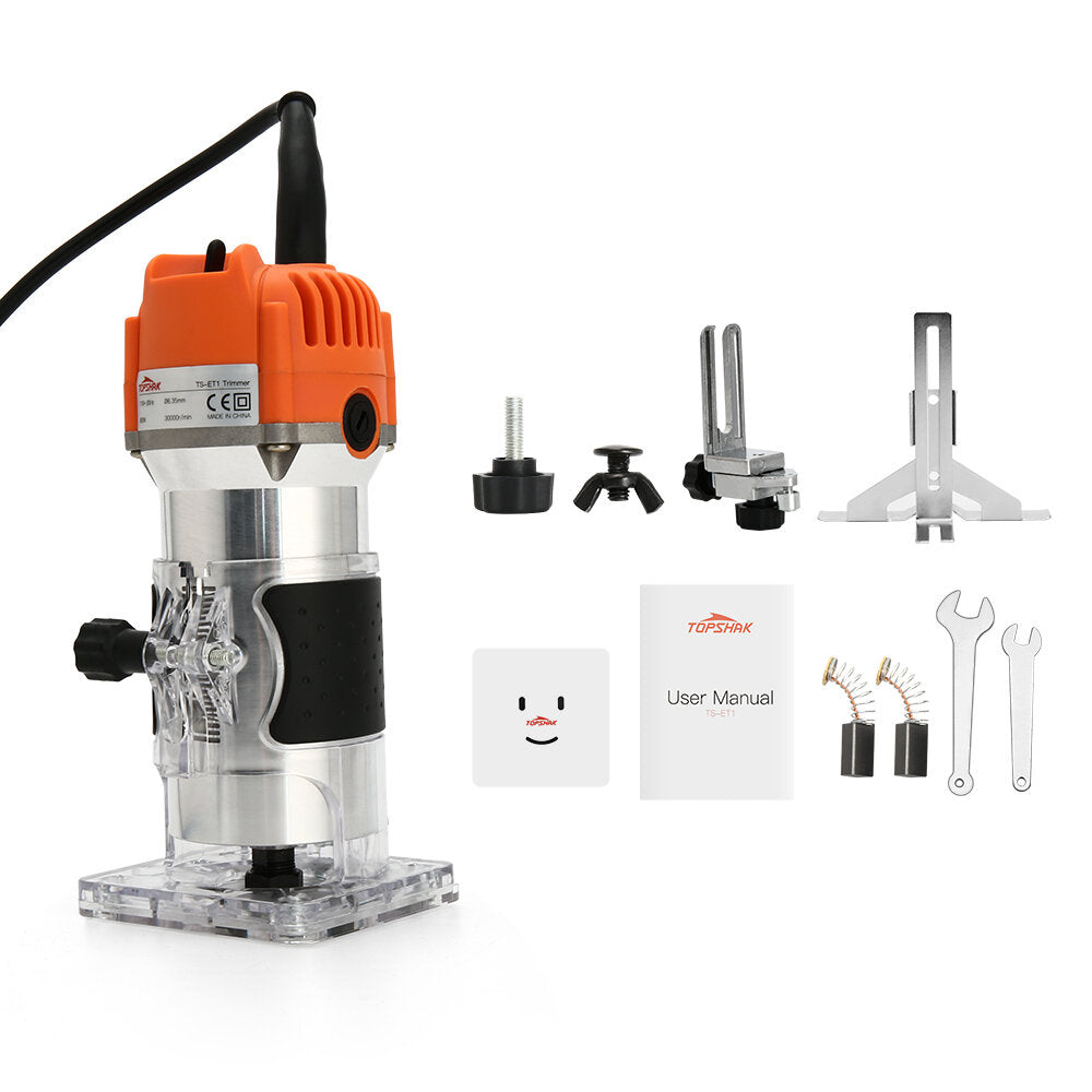 ts-et1 800w 110v/220v elektrische houttrimmer 6.35mm stalen chuck voor hout router afkanten groeven curve snijden houtbewerking schaven