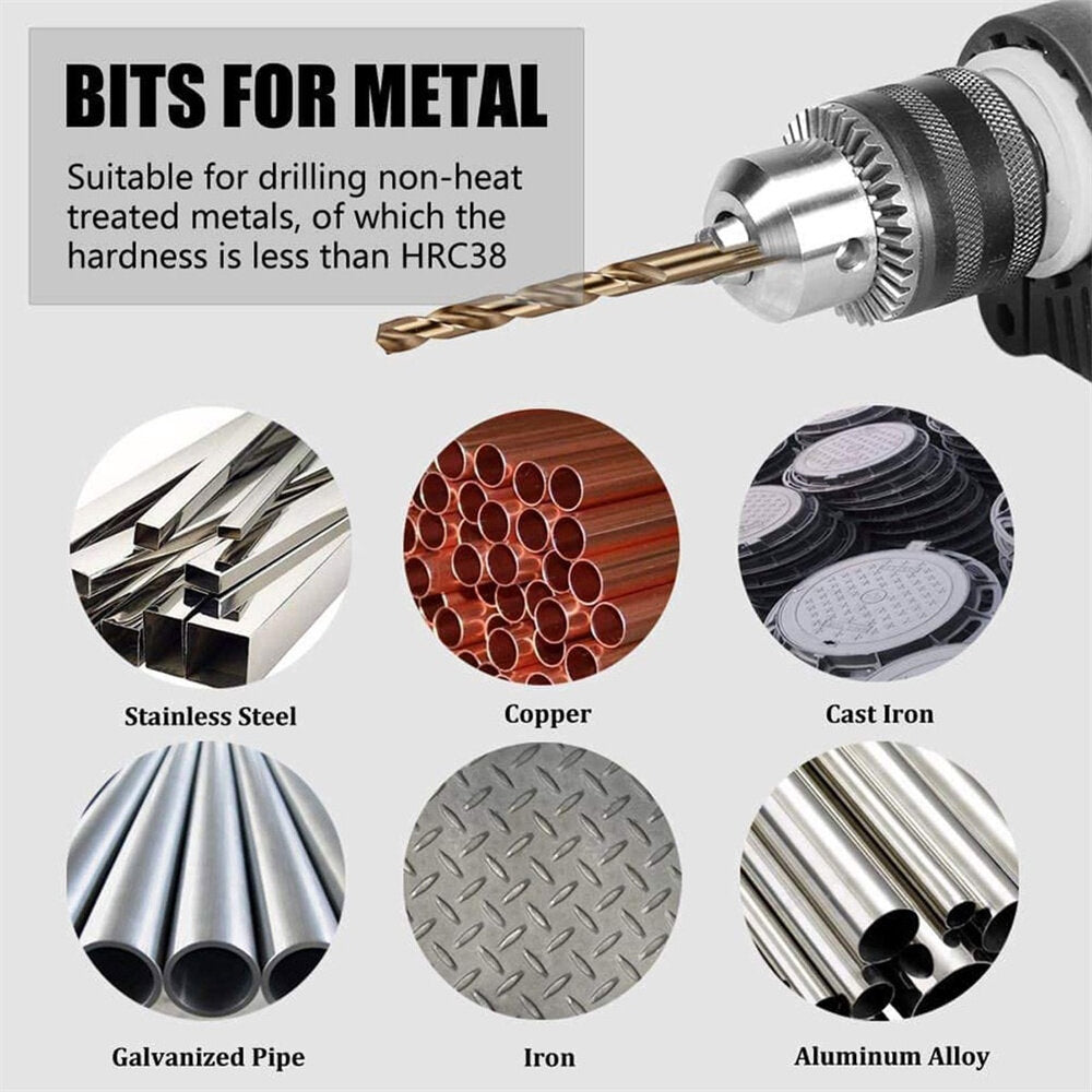 19 stuks spiraalboor set hss titanium coated boor metaal houtbewerking boor 1.0 ~ 10mm boren power tools