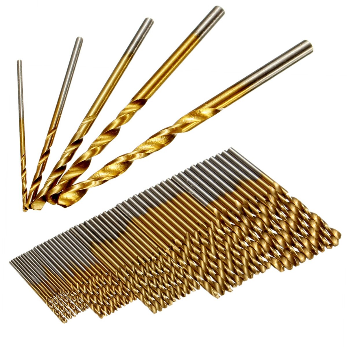 50 stuks 1/1.5/2/2.5/3mm hss titanium coated spiraalboren snelstaal boor set