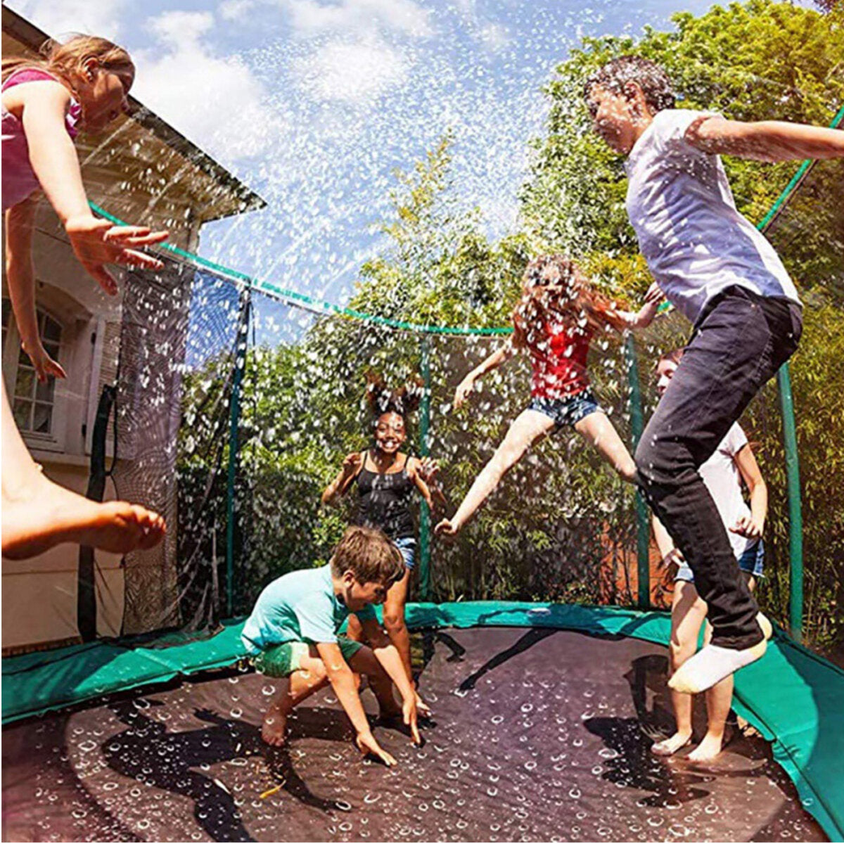 12 m sproeislang trampoline sprinkler waternevel kinderen outdoor enjoy zomer achtertuin waterpark spel