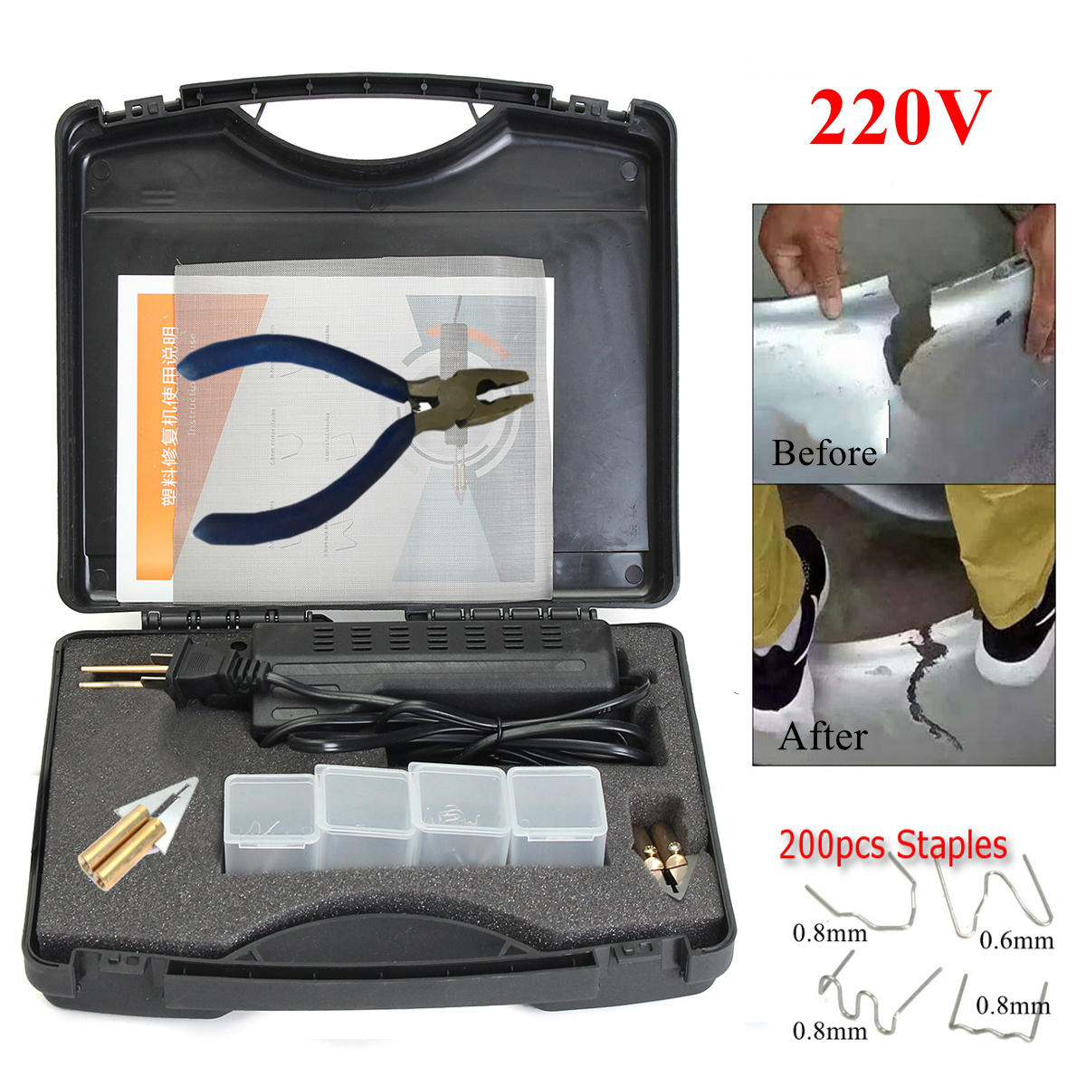 206 stuks hot stapler bumper fender kuip lasser plastic reparatie kitl