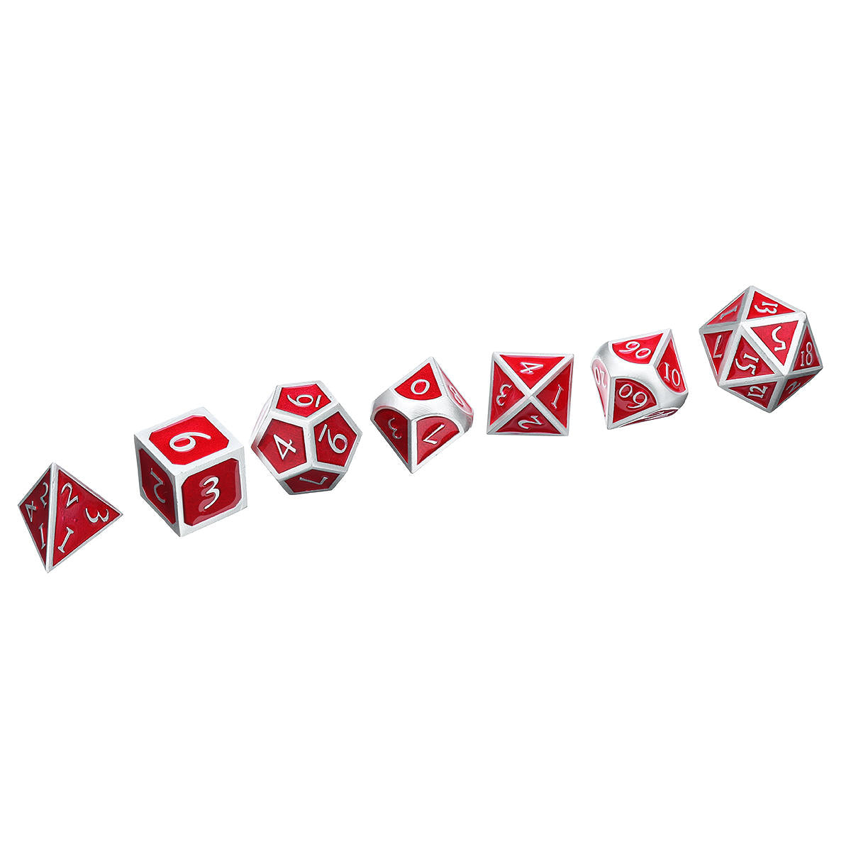 rode antieke kleur solide metalen polyhedral dobbelstenen rollenspel rpg gadget 7 dobbelstenen set met tas