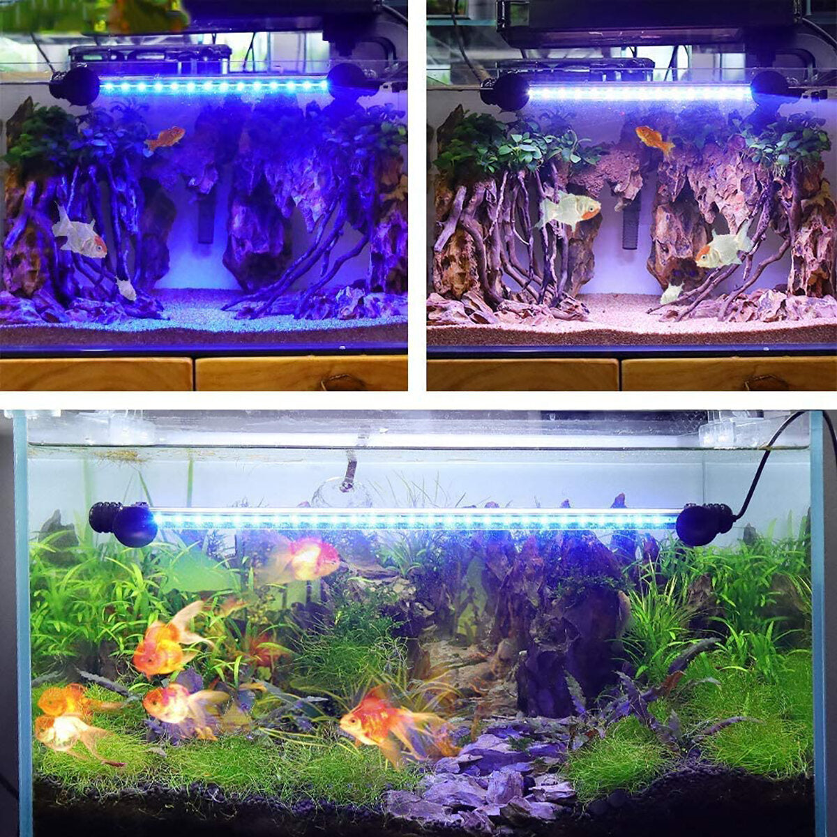 onderdompelbaar led-aquariumlicht. tanklicht met timer-dimfunctie. 3 lichtmodi dimbaar blauw en wit en wit-blauw eu-stekker