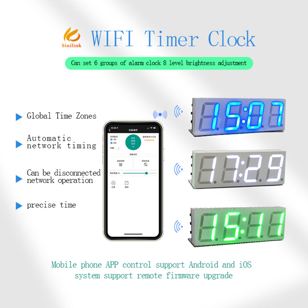 xy-clock draagbare wifi-timerklok app afstandsbediening elektronisch alarm multifunctionele led-lichtklok wereldwijde tijdzones automatische netwerktiming