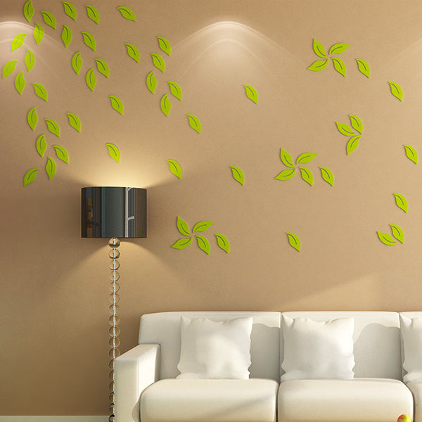 3d bladeren muurstickers 3 stuks 10 kleuren acryl huis slaapkamer woonkamer muurstickers decor
