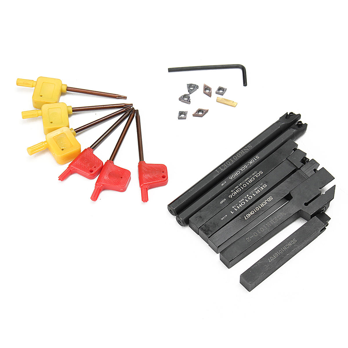 7 stuks 10mm schacht draaibank draaien gereedschaphouder kotterbaar met 7 stuks vp15tf carbide inserts