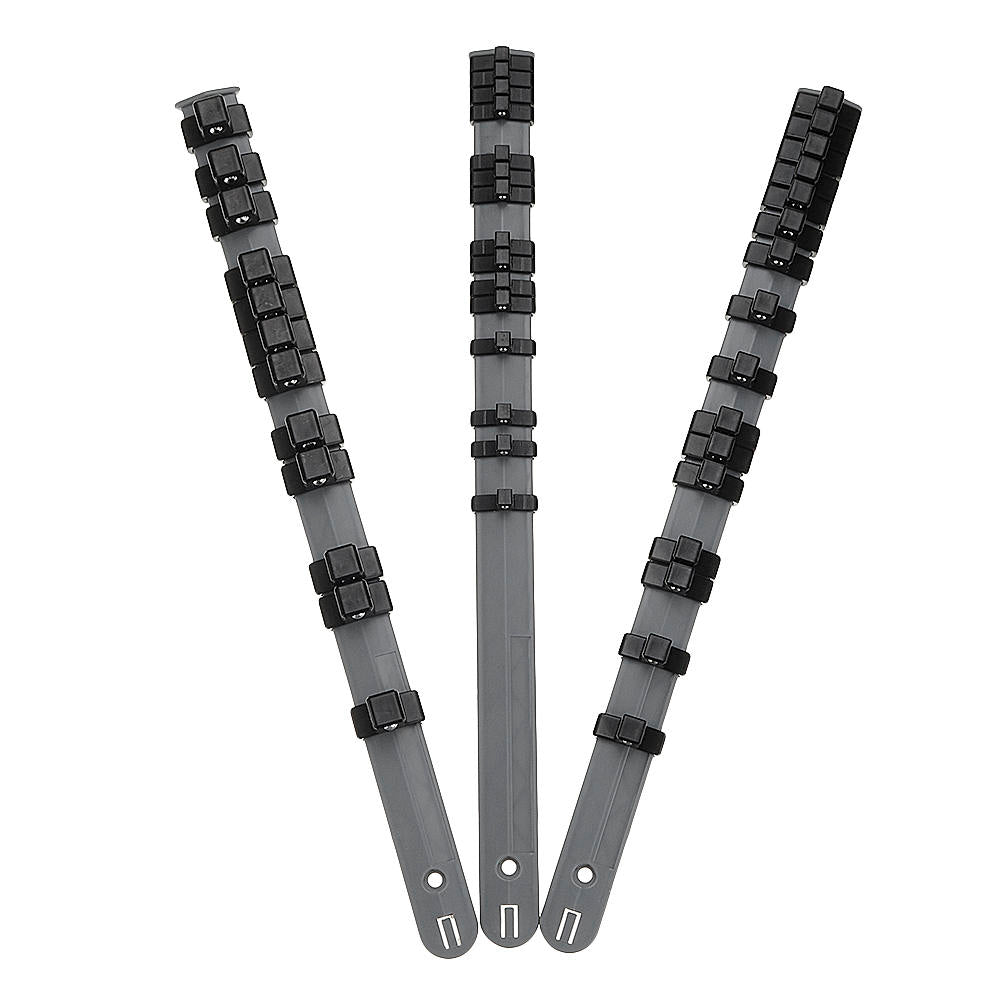 3 stuks 1/2 3/8 1/4 inch drive socket tray rail rack houders socket organizer: