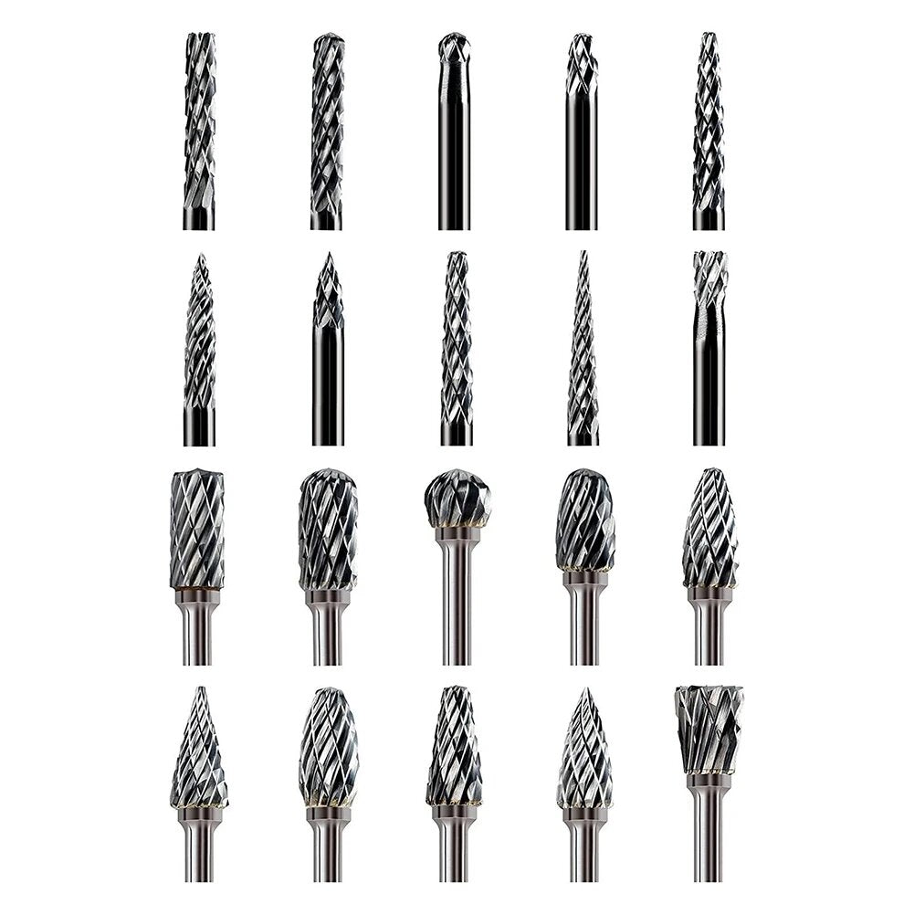 hardmetalen freesset compatibel met dremel 1/8 schacht 20 stuks stiftslijper rotary tool rasp houtsnijwerk bits accessoires