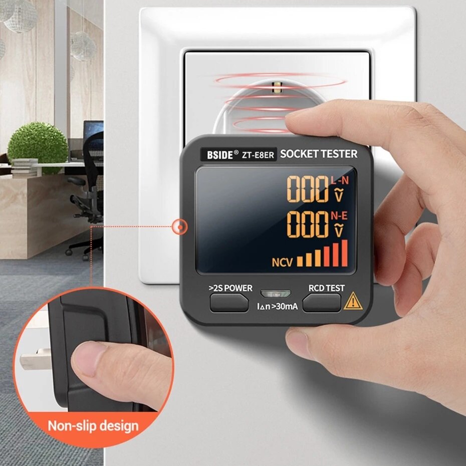 bside zt-e8 lcd socket-tester kleurenscherm voltage outlet tester auto electric circuit polariteit stekkerschakelaar: