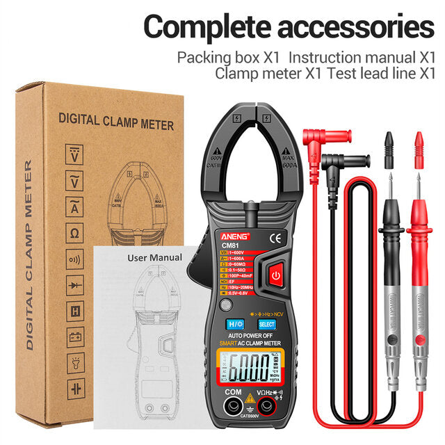 aneng cm81 6000 telt auto range ncv digitale stroomtang dc/ac spanning stroom weerstand frequentie capaciteit tester