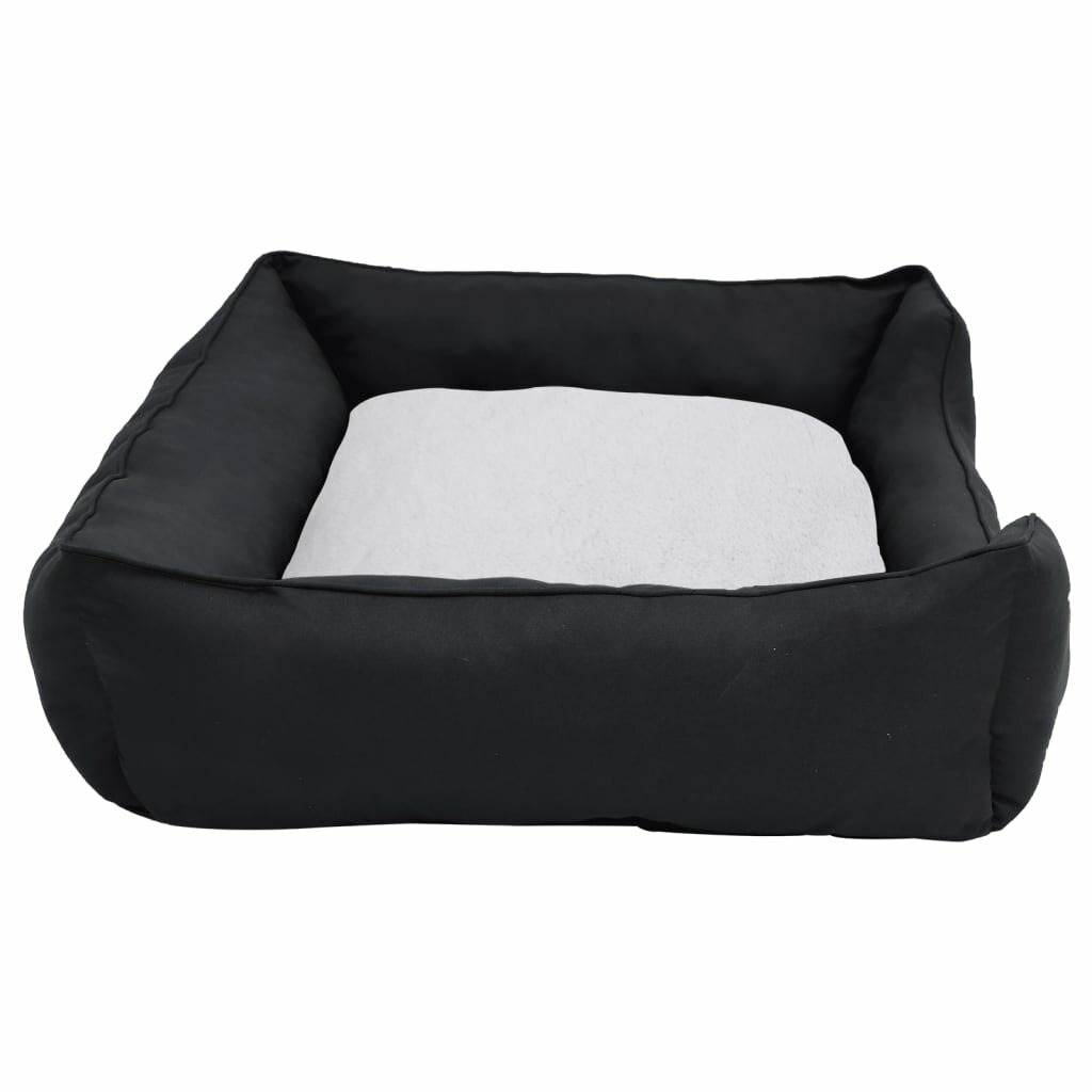 hondenbedlinnen look 85.5x70x23 cm fleece zwart wit