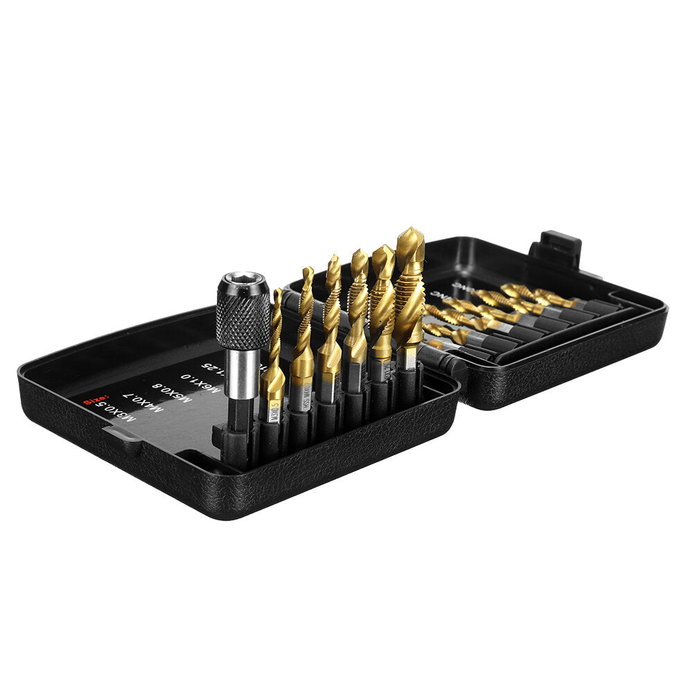 13 stuks m3-m10 metrische schroefdraad tap boren set hex shank boor schroef compound tap handgereedschap met gezamenlijke staaf