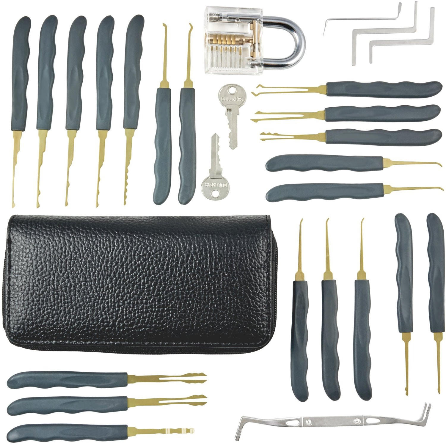 24-delige single hook lock pick set met 1pc transparante slotenmaker oefentraining vaardigheden set