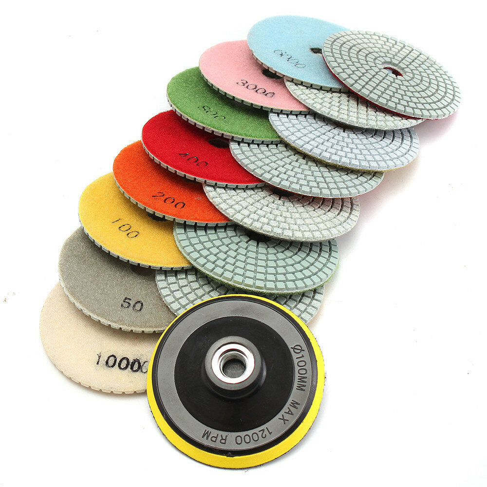16 stuks 4 inch 50 tot 10000 grit diamond polijstpad voor graniet steen beton marmer