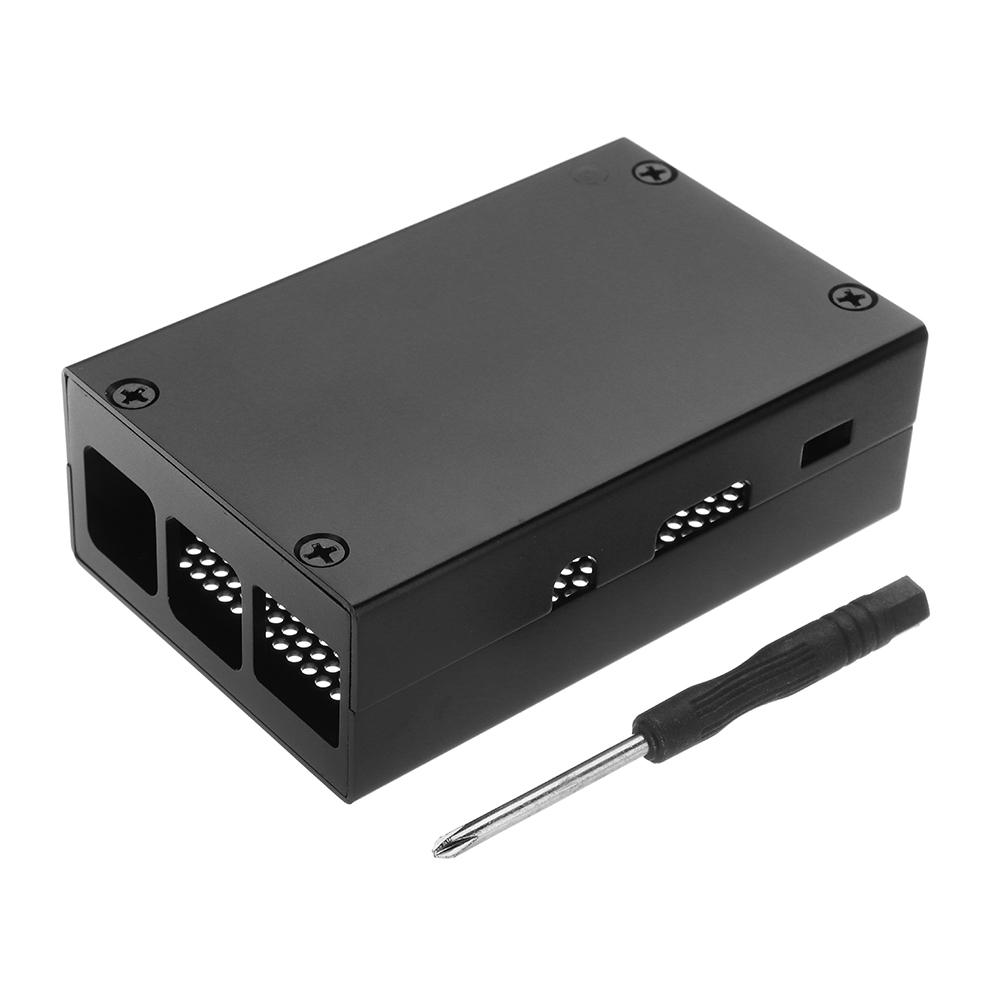 zilver / zwart aluminium behuizing metalen behuizing met schroevendraaier voor raspberry pi 3 model b+ (plus)