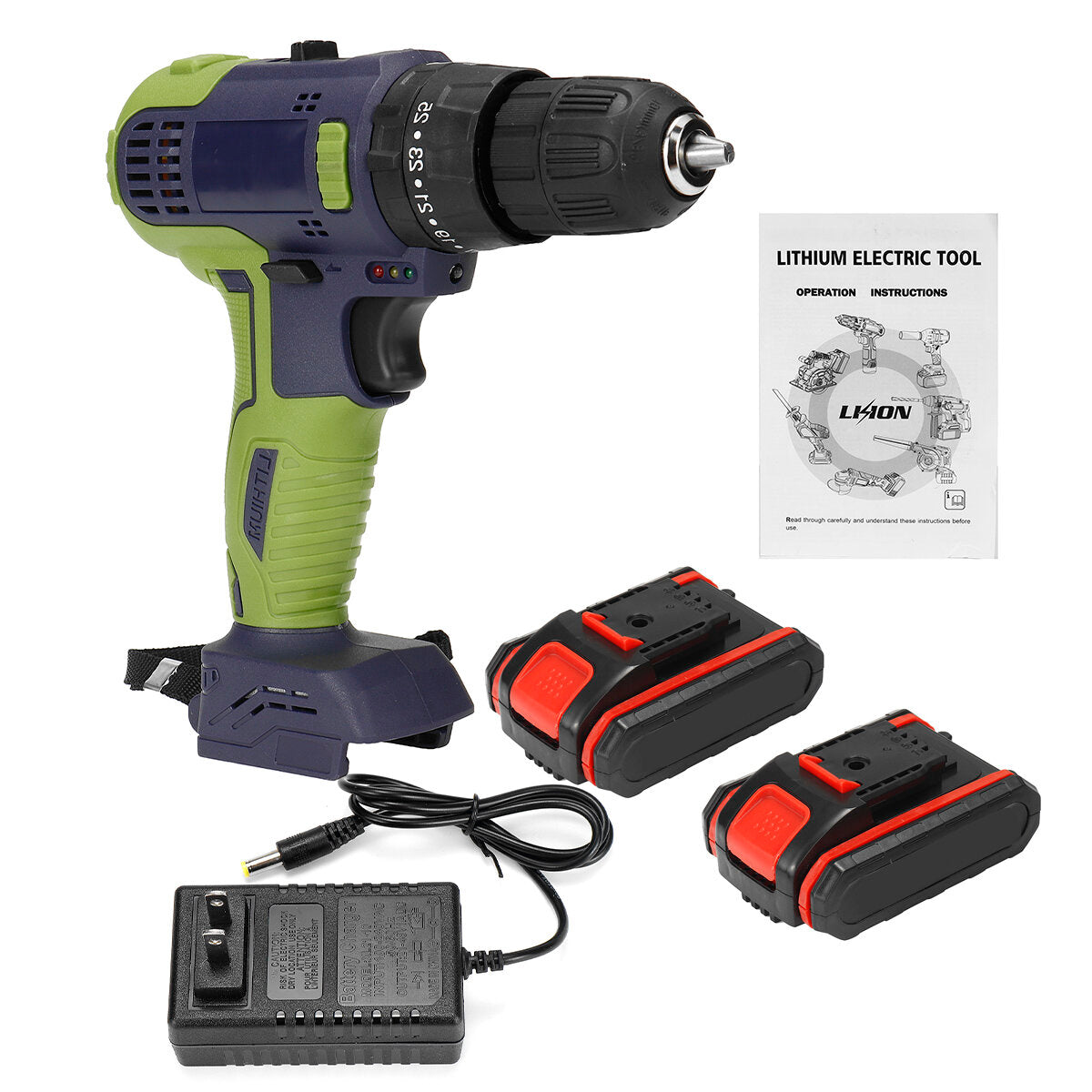 32v borstelloze klopboormachine lithium elektrische koppelboormachine met 1/2 batterij led-lampje