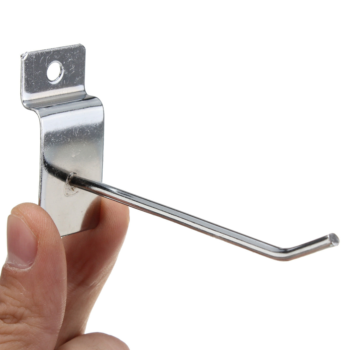RanDal 25 Ganci Singoli Per Pannelli Slatwall – 100 X 3,2 Mm, Cromati, Portata 1,5 Kg
