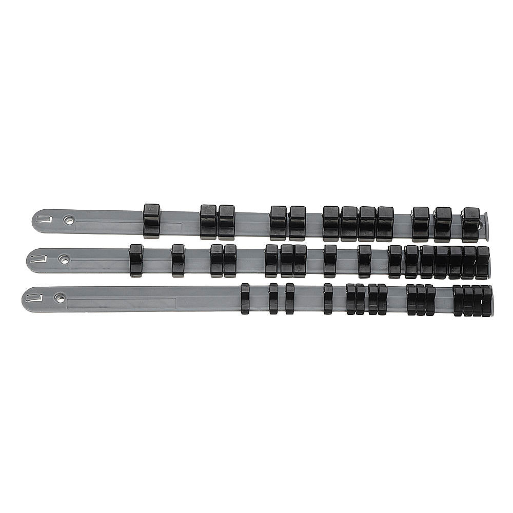 3 stuks 1/2 3/8 1/4 inch drive socket tray rail rack houders socket organizer: