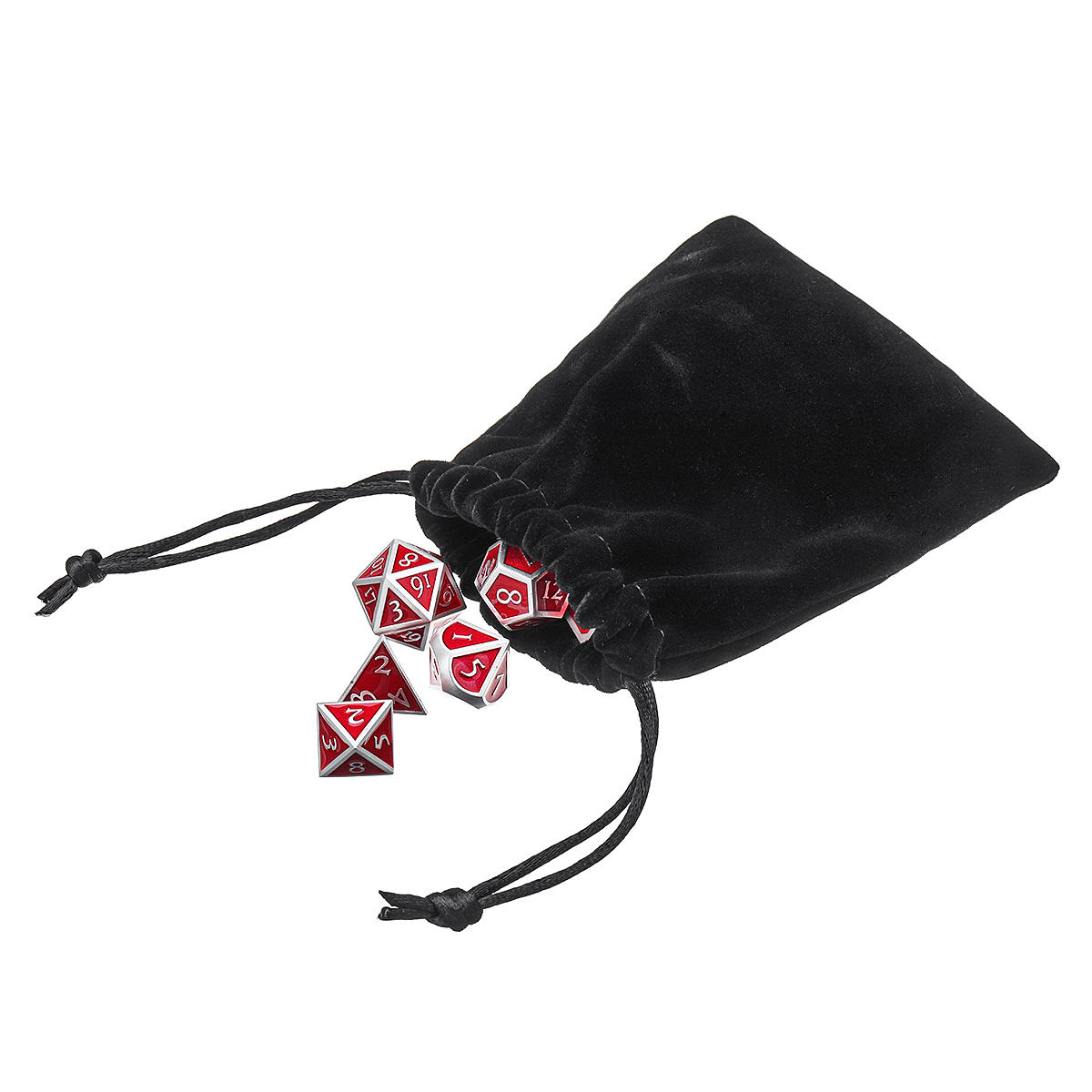 rode antieke kleur solide metalen polyhedral dobbelstenen rollenspel rpg gadget 7 dobbelstenen set met tas