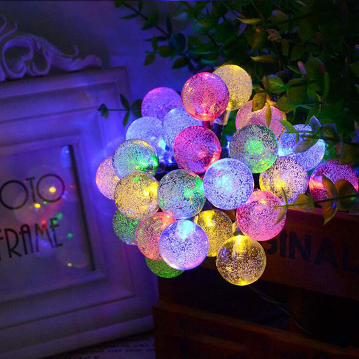 20 leds solar string ball lights garden decor lamp outdoor waterproof warm white / multi-color