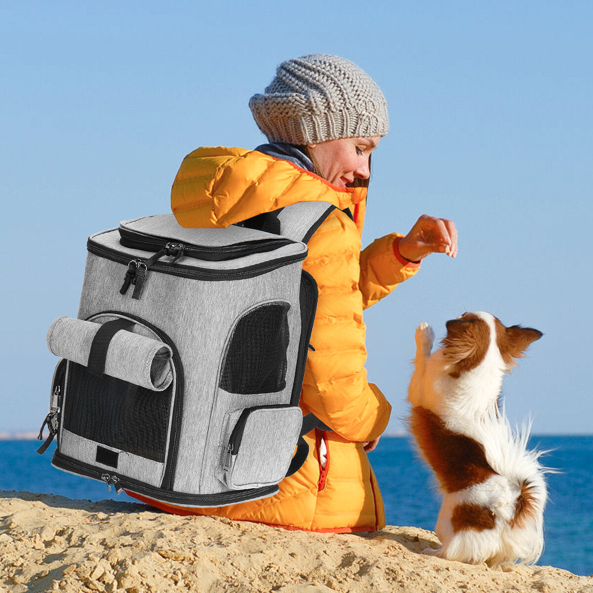 pet carrier rugzak ademend puppy reisruimte schoudertas hond kat outdoor dubbelzijdig kussen