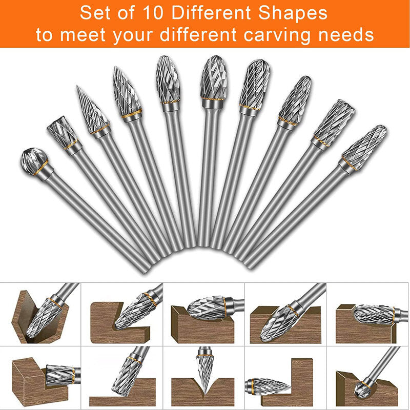 hardmetalen freesset compatibel met dremel 1/8 schacht 20 stuks stiftslijper rotary tool rasp houtsnijwerk bits accessoires