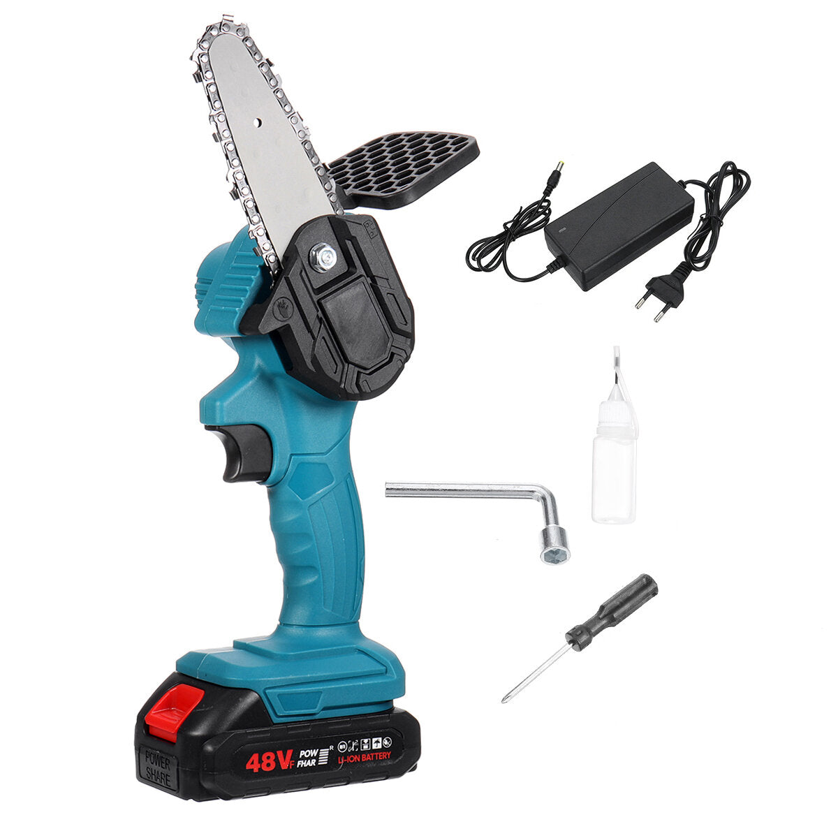 4 inch 800 w 48vf elektrische kettingzaag draagbare handheld houtsnijder houtbewerking snijgereedschap w / geen / 1 st / 2 stuks batterij eu-stekker