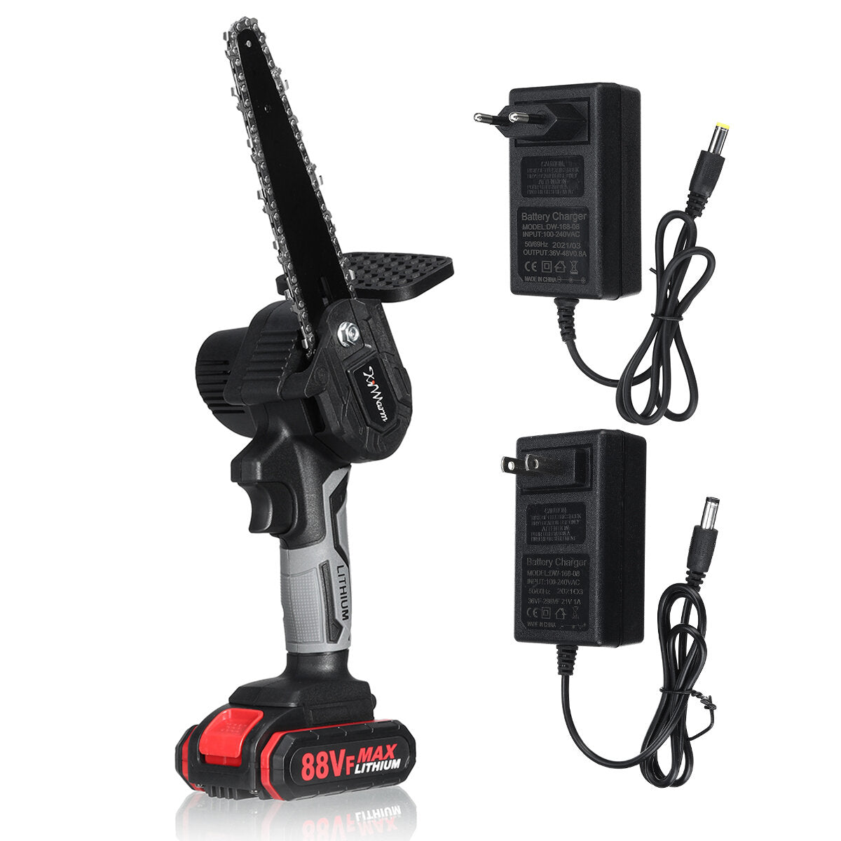 6 inch draagbare elektrische snoeizaag oplaadbare eenhands houtbewerking elektrische kettingzagen w/1/2 batterij