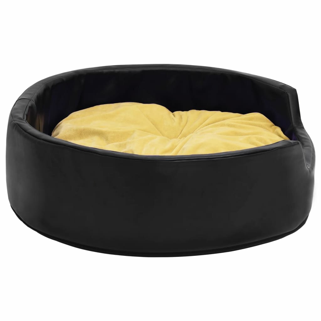 hondenbed 90x79x20 cm pluche en kunstleer zwart en geel