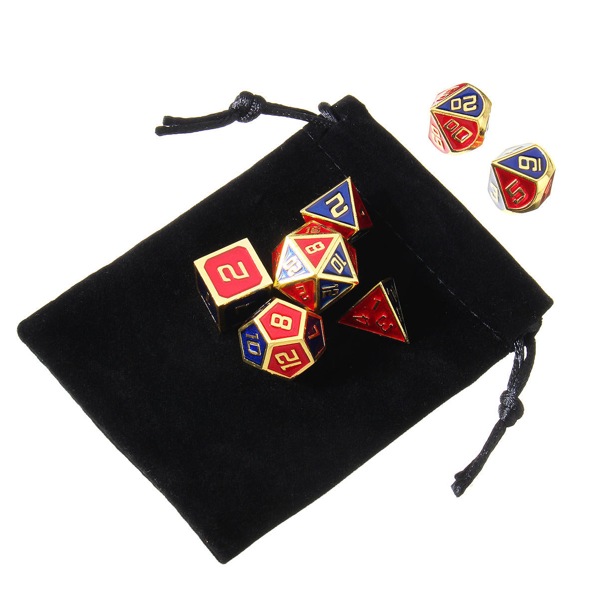 7 stuks polyhedral dices set voor dungeons dragons d20 d12 d10 d8 d6 d4 games + opbergzakjes tas