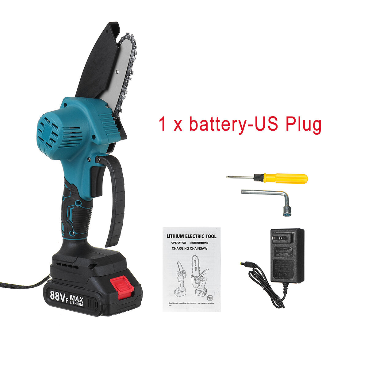 4  88vf draadloze elektrische kettingzaag oplaadbare houtbewerking zaag hout cutter w/geen/1/2 batterij voor makita