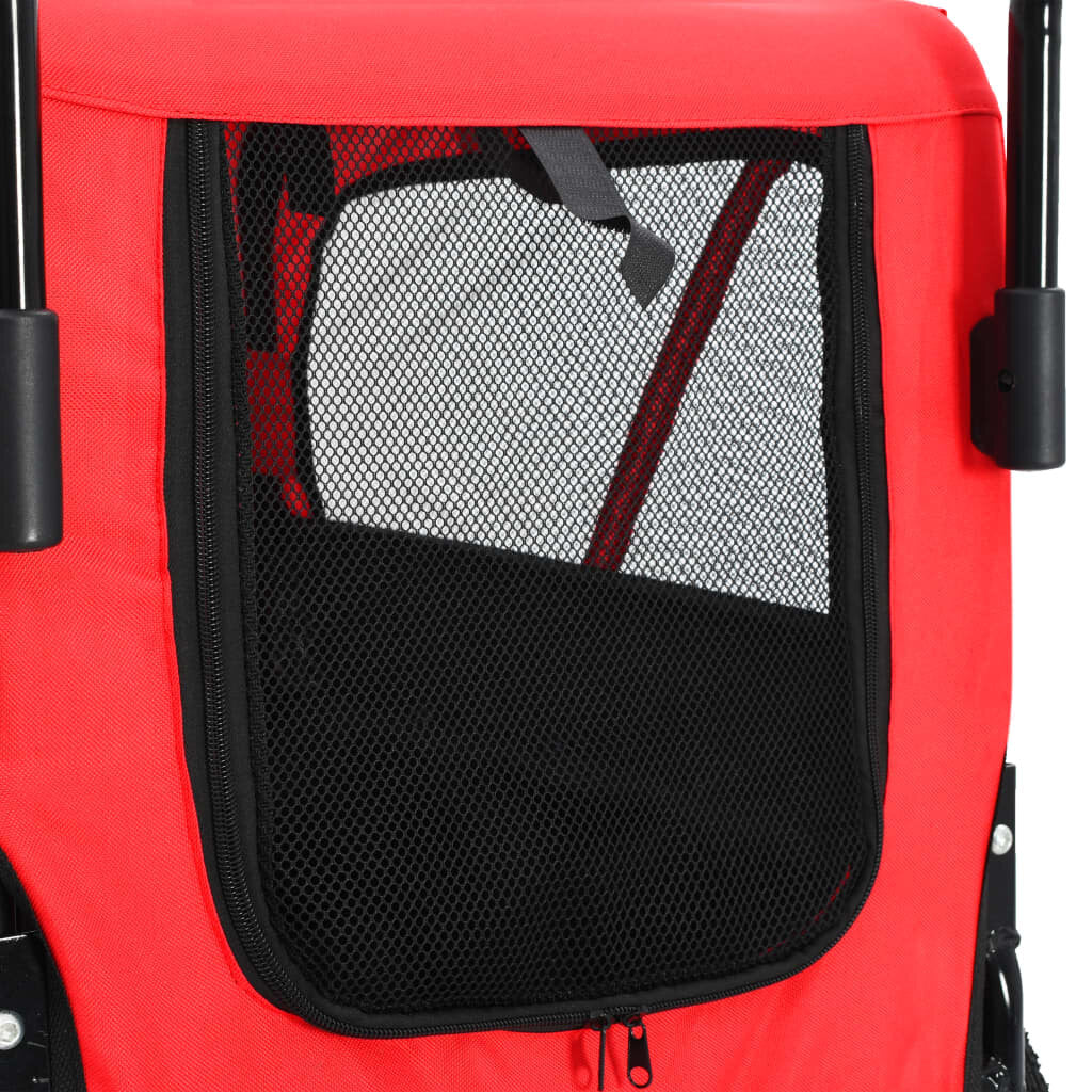 2-in-1 fietsaanhanger en joggingwagen voor huisdieren. rood en zwart