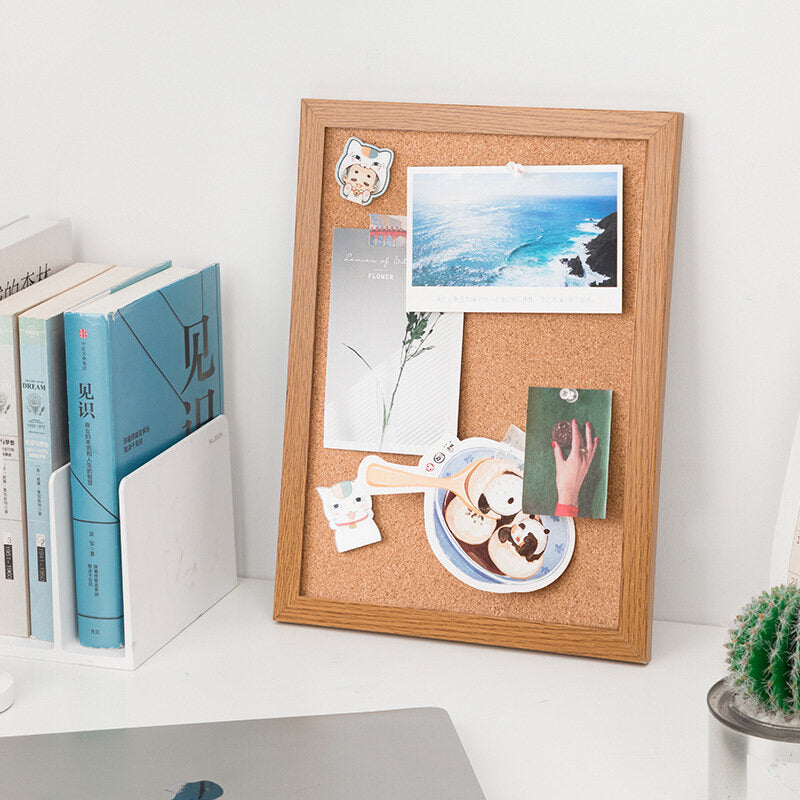 deli cork board message home note board houten frame achtergrond fotomuur van ecologische ketting