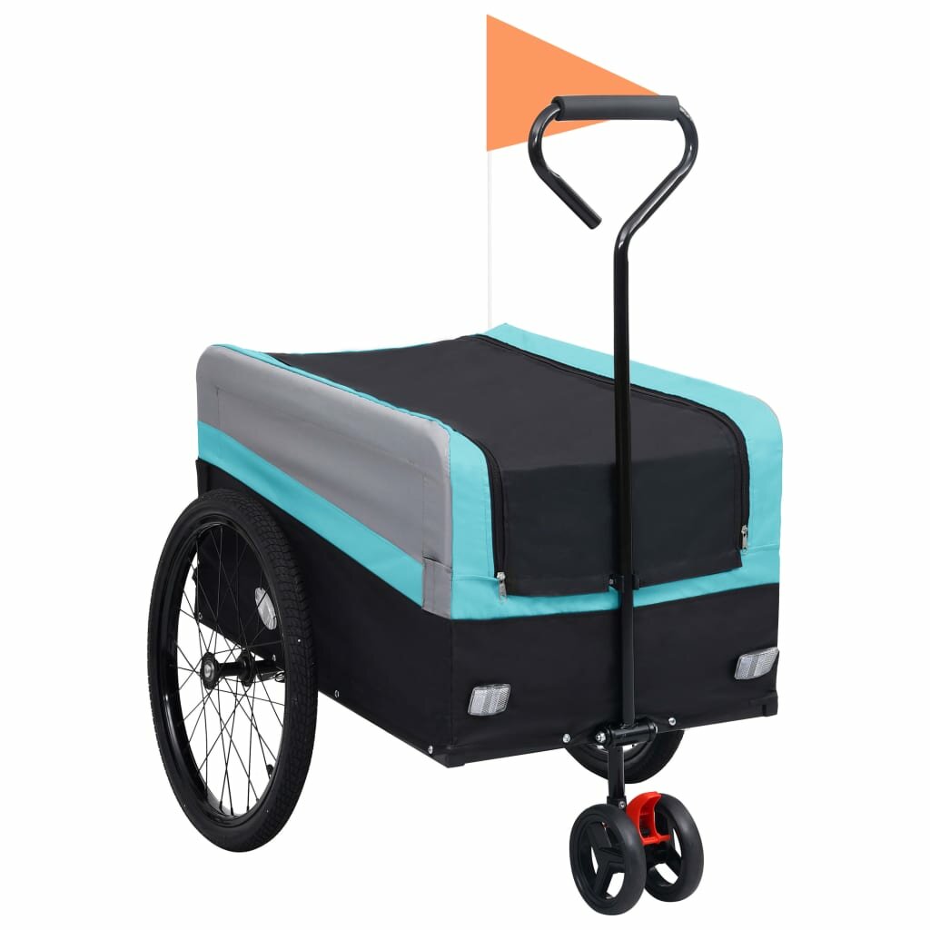 fietskar 2-in-1 aanhanger trolley xxl blauw grijs en zwart